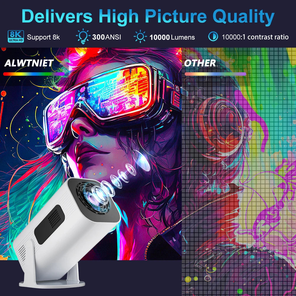 P330 Portable Mini Projector 720P 1080P 4K 8K Support Android 11 300ANSI Wifi6 BT5.0 Auto Keystone 270 Free Projection