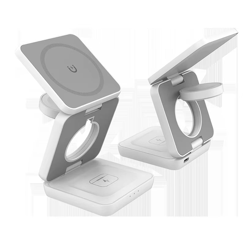 3 in 1 Folding Magnetic Wireless Charger 15W Fast Charging Stand Mobile Phone Support Portable