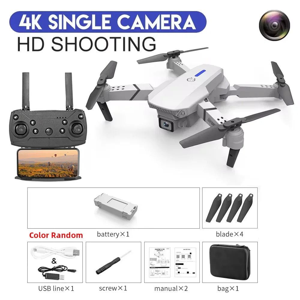 2025 New E88 Pro WIFI FPV Drone - 4K/1080P Dual Camera,Wide-Angle HD, Altitude Hold, Foldable Quadcopter, RC Helicopter Toy Gift