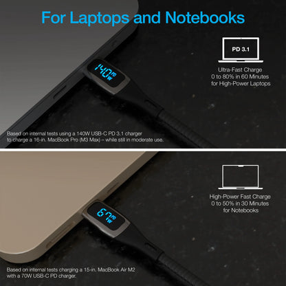 Naztech Digiwatt USB-C to USB-C Digital LED Cable 6Ft