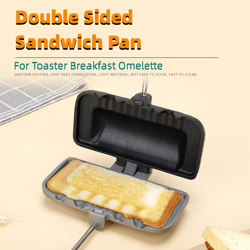 Double-Sided Sandwich Pan Non-Stick Foldable Grill Frying Pan for Bread Toast Breakfast Machine Pancake Maker