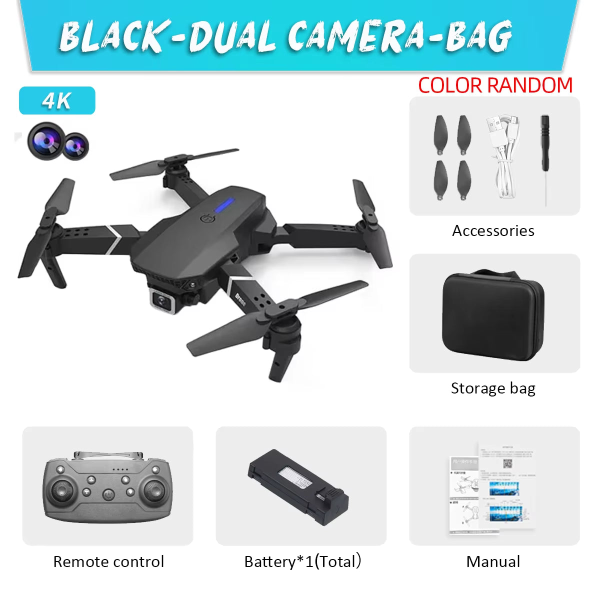 KDBFA 2024 New E88 Pro WIFI FPV Drone Wide Angle HD 4K 1080P Camera Height Hold RC Foldable Quadcopter Dron Helicopter Toys Gift