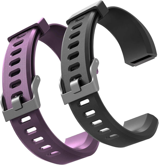 Id115Plus HR Very Fit Pro Bands Replacement Strap for Veryfitpro, Letscom, Lintelek Fitness Trackers - Purple and Black