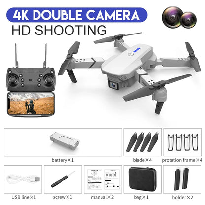 2025 New E88 Pro WIFI FPV Drone - 4K/1080P Dual Camera,Wide-Angle HD, Altitude Hold, Foldable Quadcopter, RC Helicopter Toy Gift