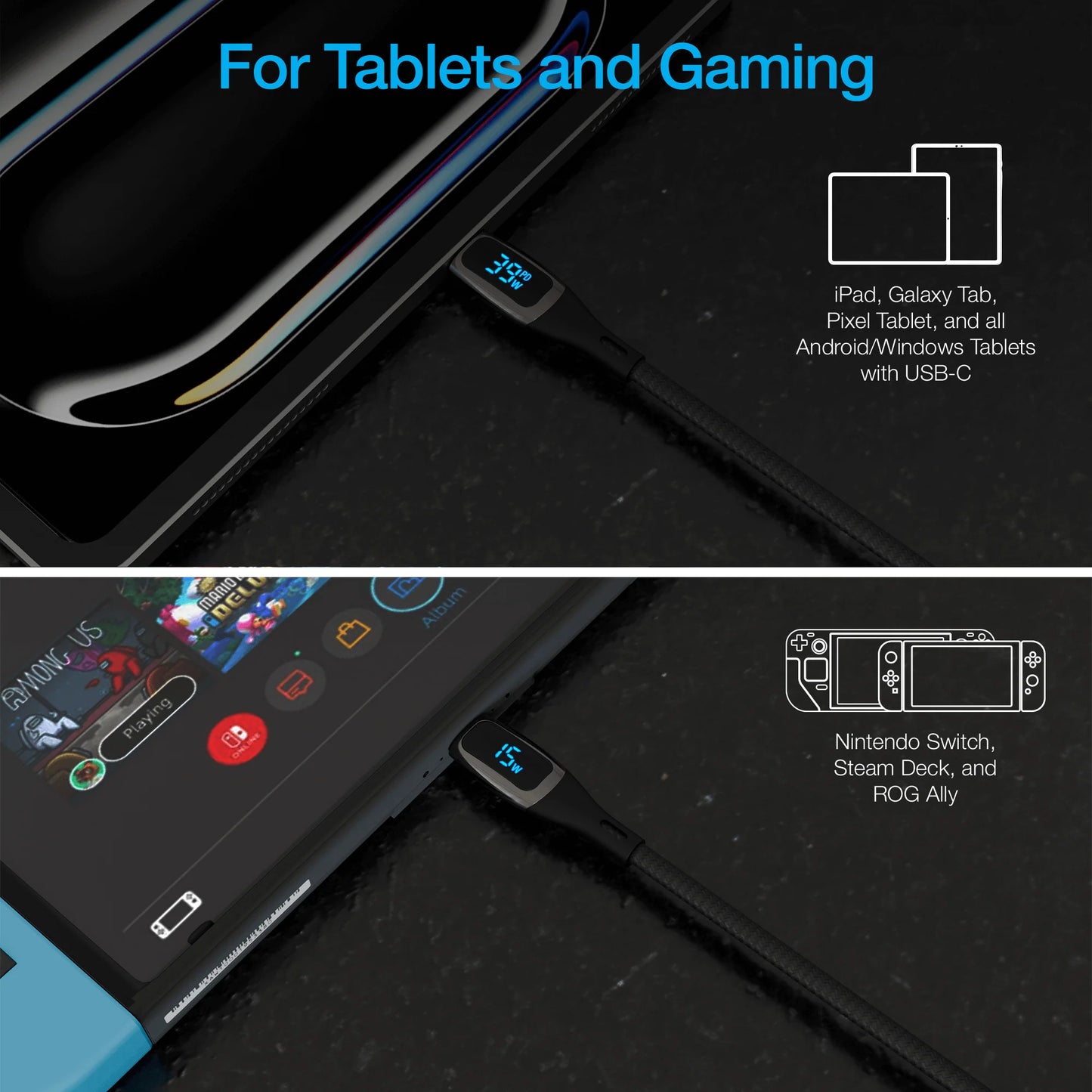 Naztech Digiwatt USB-C to USB-C Digital LED Cable 6Ft